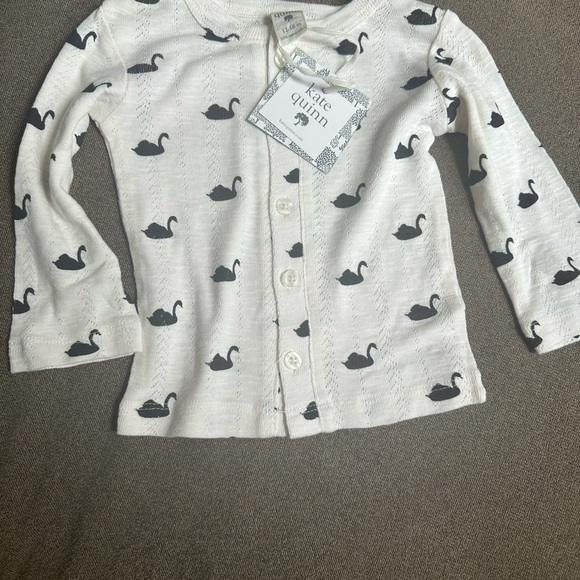 Kate Quinn Kids Button Down Shirt with Swan Pattern - Picture 1 of 1